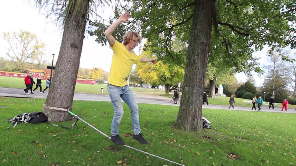 Standing and Walking Slackline Trick